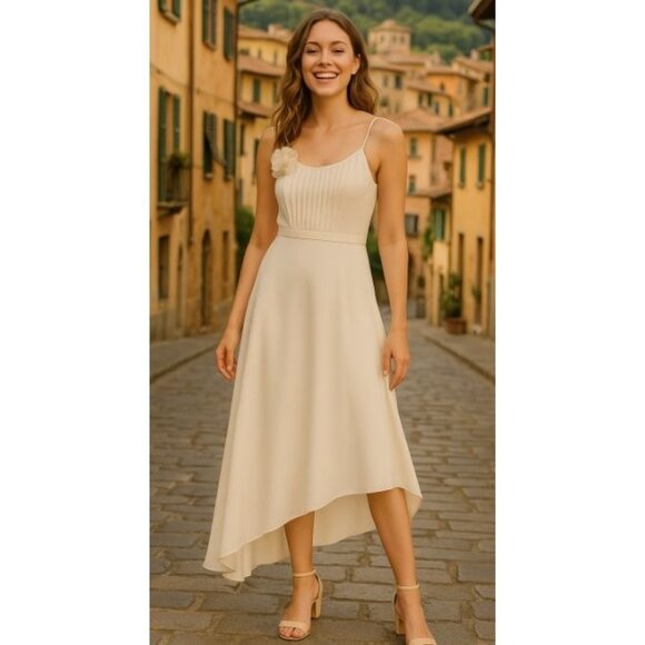 Laundry Ivory 0 Silk Chiffon Midi Dress – Romantic Core Bridalcore Elegance - Picture 1 of 16